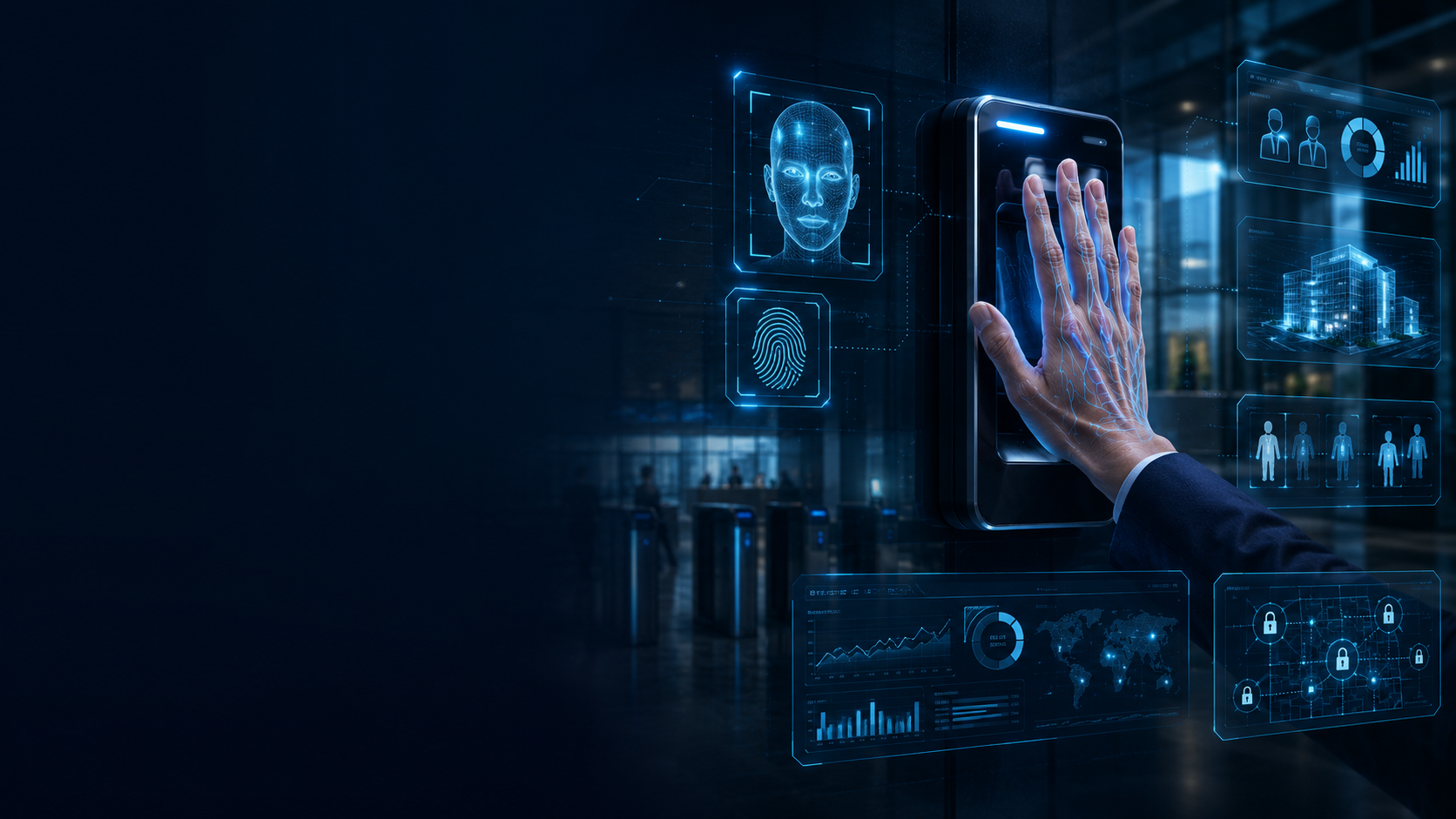 Biometric authentication interface with palm vein scanning