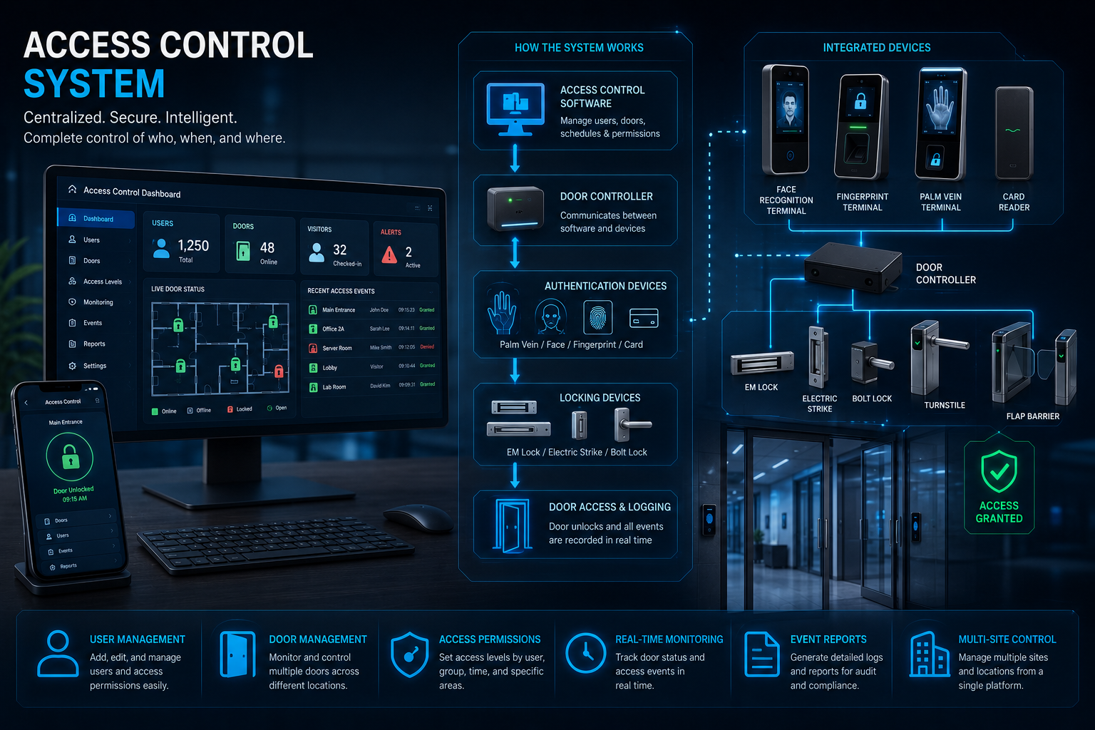 Access control system at a secured entry point