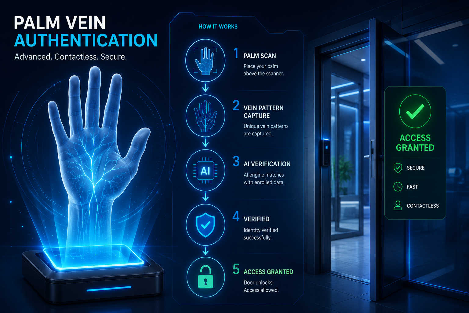 Palm vein recognition scanner in use