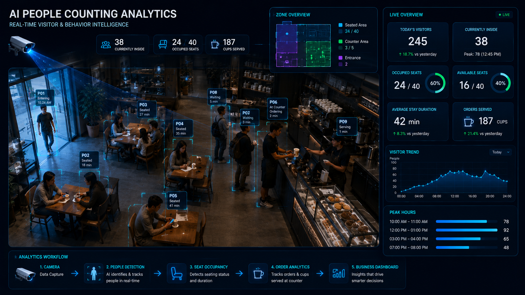 People counting analytics heatmap