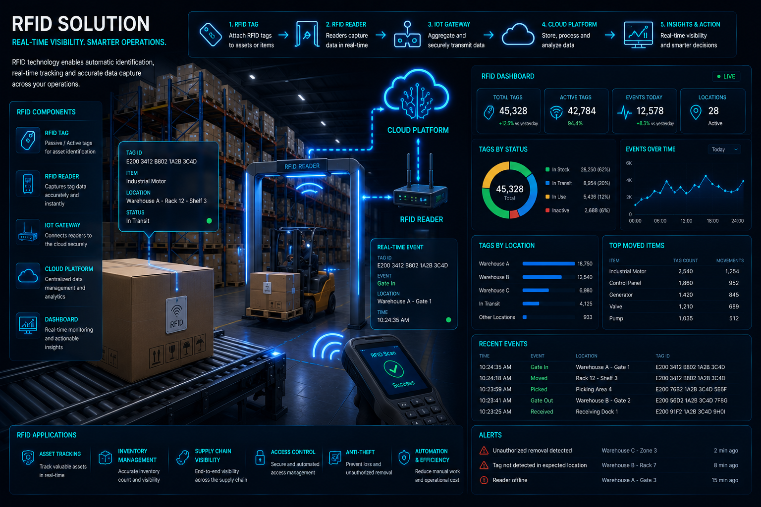 RFID solution scanning warehouse inventory