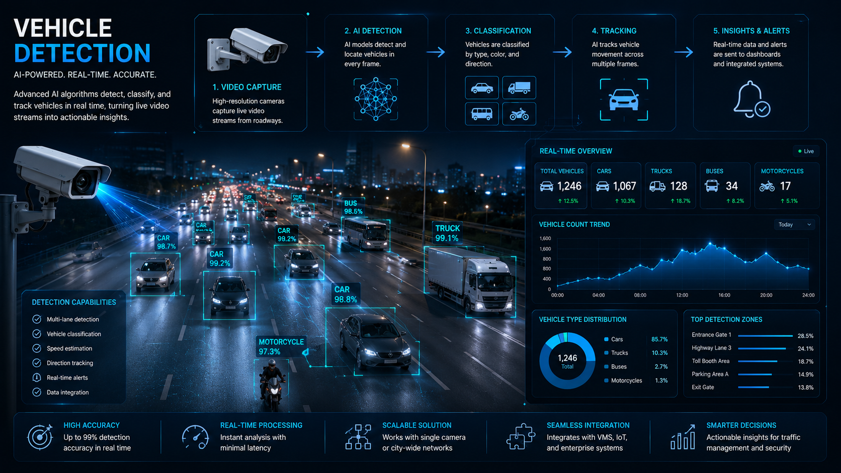 AI vehicle detection on a highway camera feed